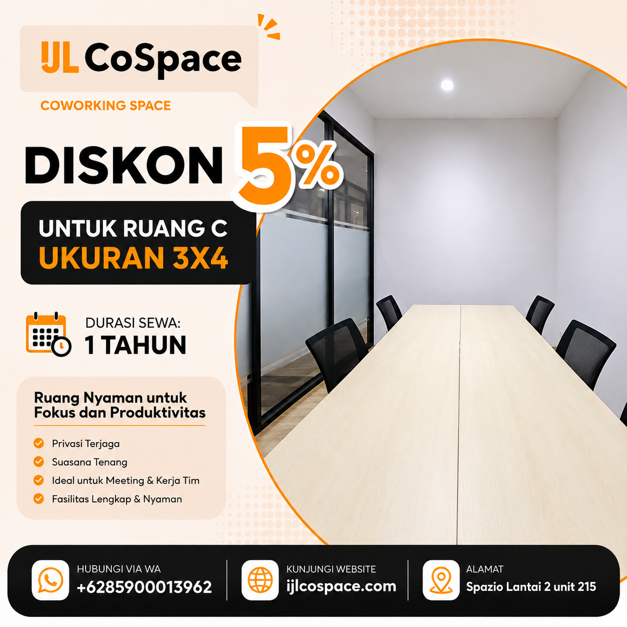 Promo Diskon 5% Private Desk