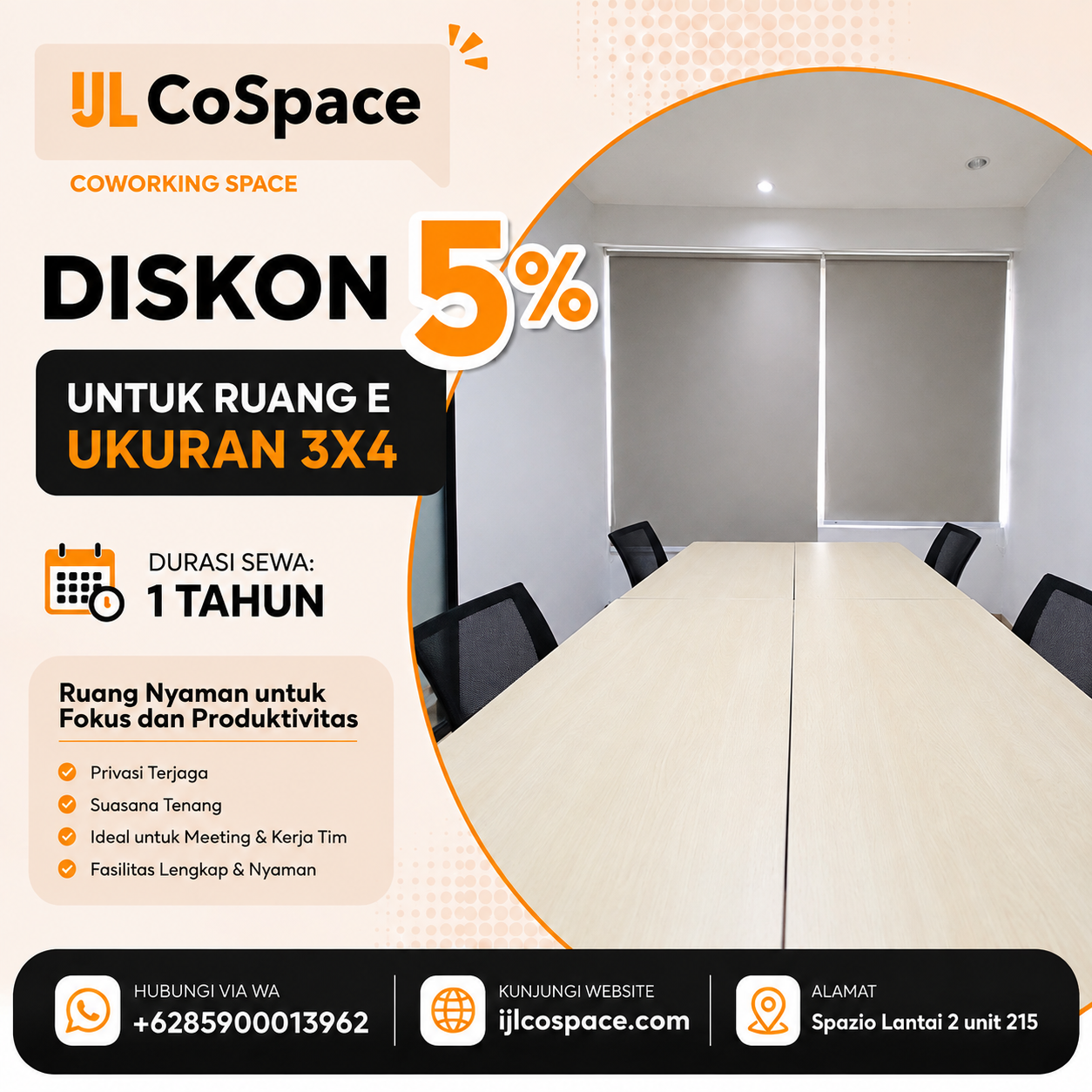 Promo Diskon 5% Private Desk