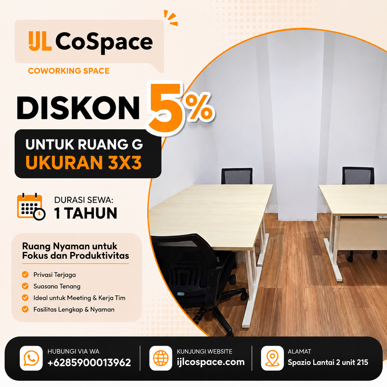 Promo Diskon 5% Private Desk