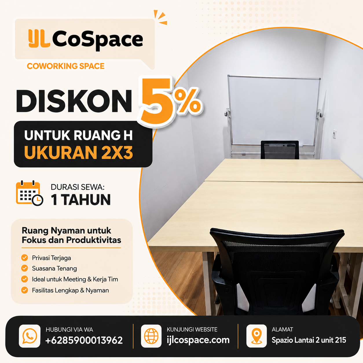 Promo Diskon 5% Private Desk